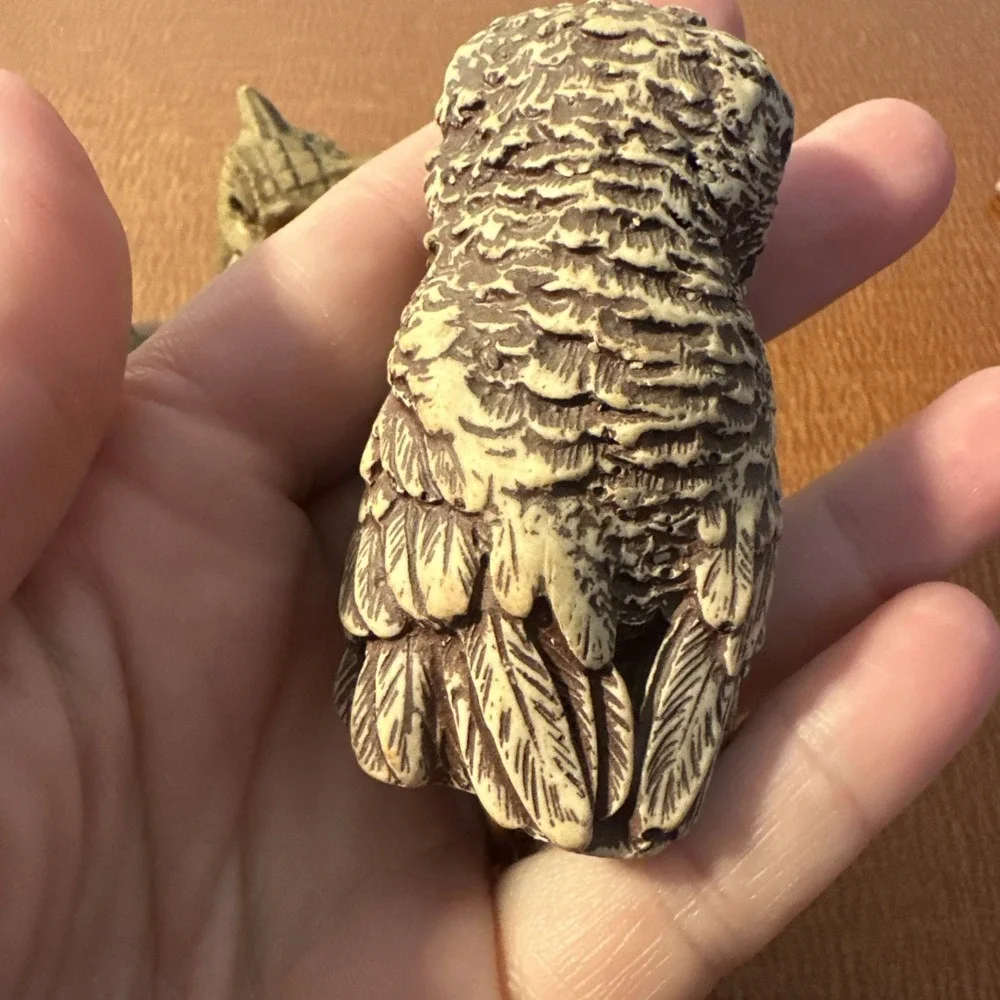 3 Vtg Small Owl Resin Figurines 2-2.5